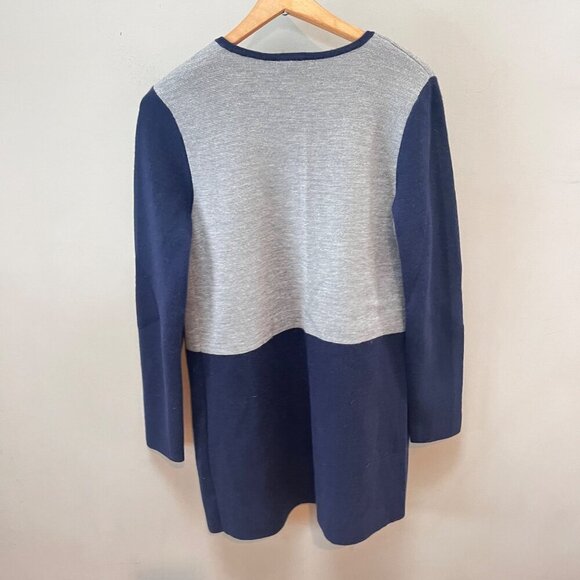 Talbots Womens Merino Wool Blend Colorblock Open Cardigan Sweater Navy & Gray Si - Picture 4 of 4